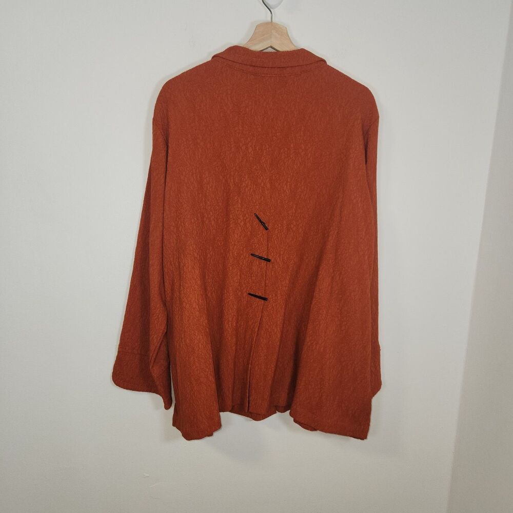 Ali Miles Jacket Orange Long French Sleeves Toggle Buttons Light Weight Size 1X - Picture 7 of 10
